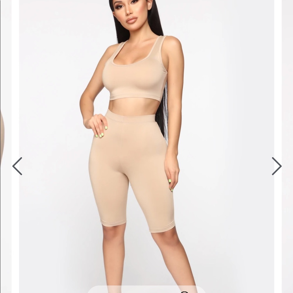 Fashion nova tan biker short set. Size XS